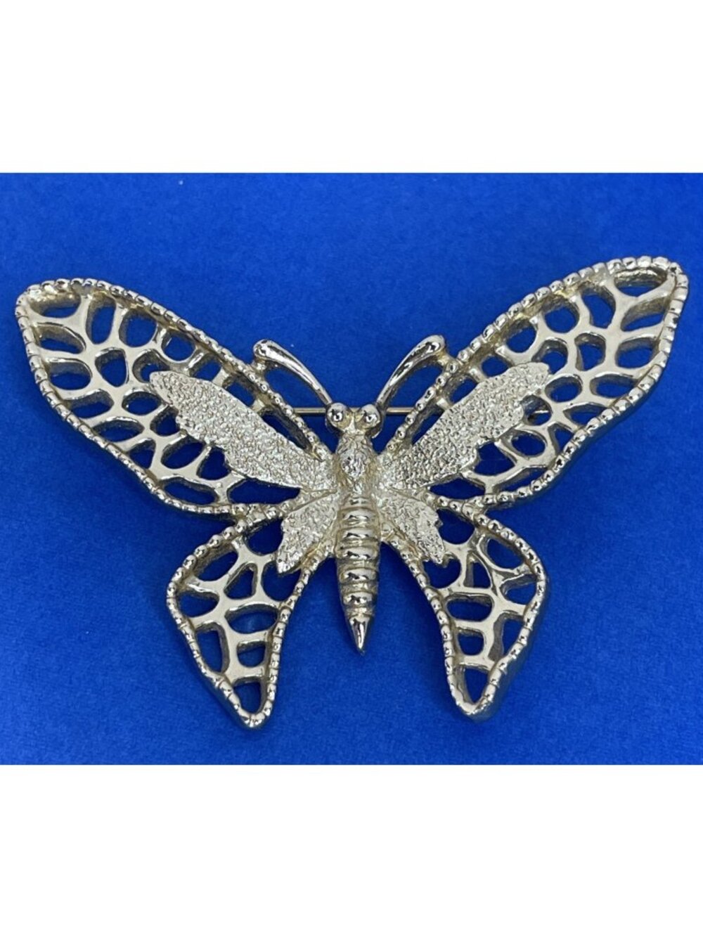 Vintage Signed SARAH COV Butterfly Brooch Gold-tone Open Work Textured Pin